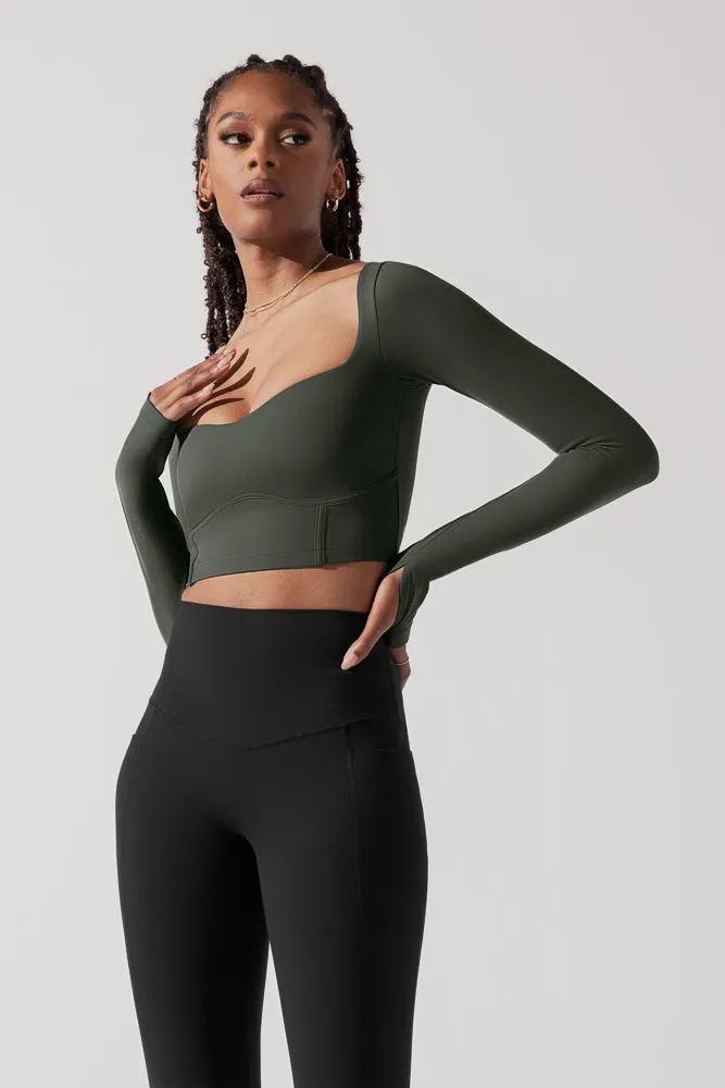 Sweetheart Long Sleeve Crop Top - Forestwood sold by POPFLEX product image thumbnail 4