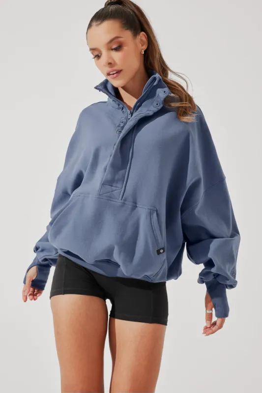 Ooey Gooey Half Zip Sweater - Blue Dusk sold by POPFLEX