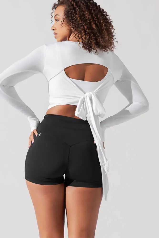 Bow Back Long Sleeve - White sold by POPFLEX