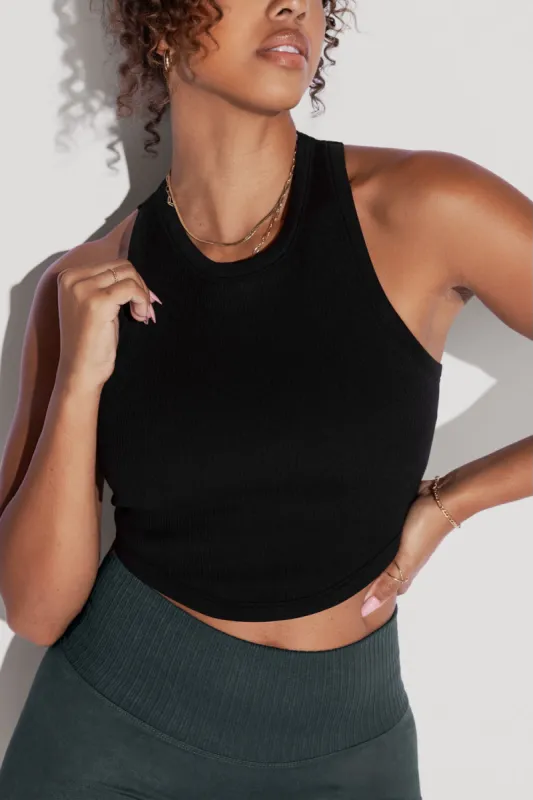 Let's Go Seamless Crop Top - Black sold by POPFLEX