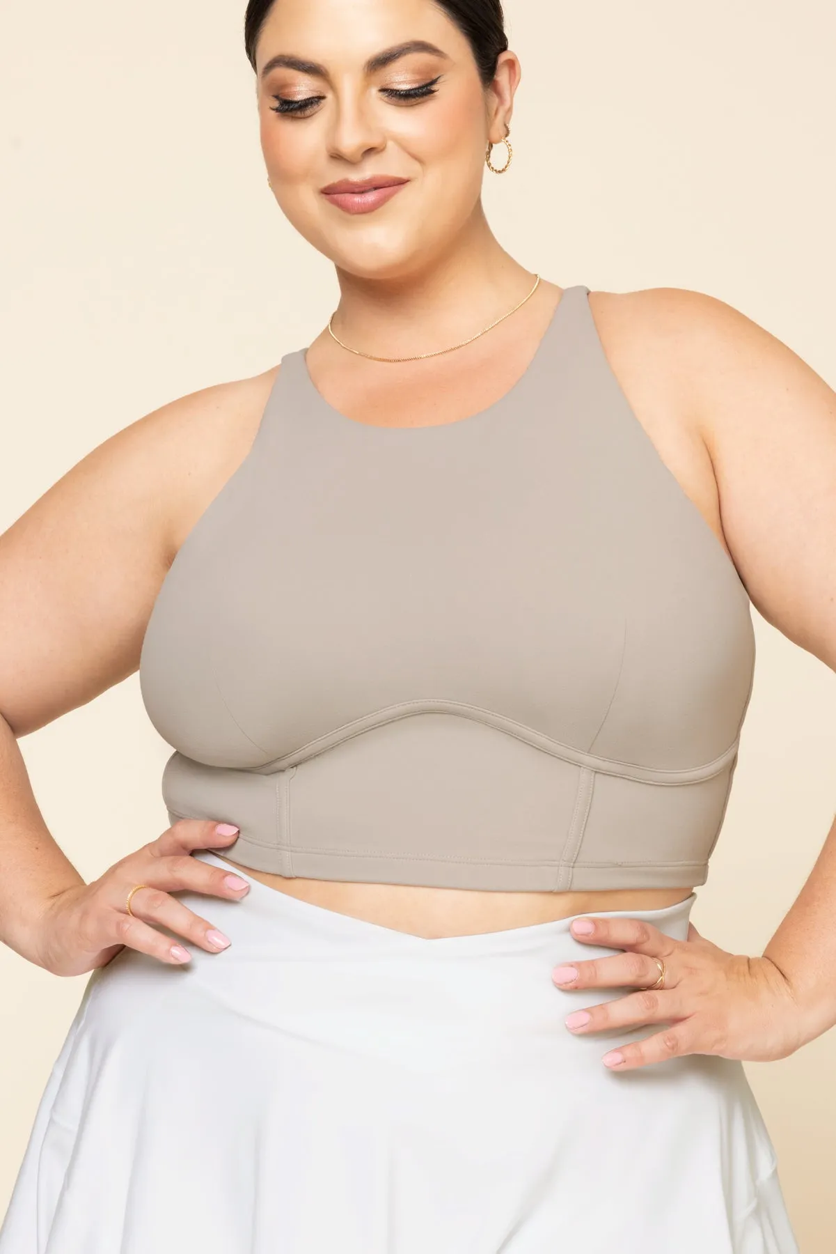 Cleo Corset Crop Bralette - Taupe sold by POPFLEX