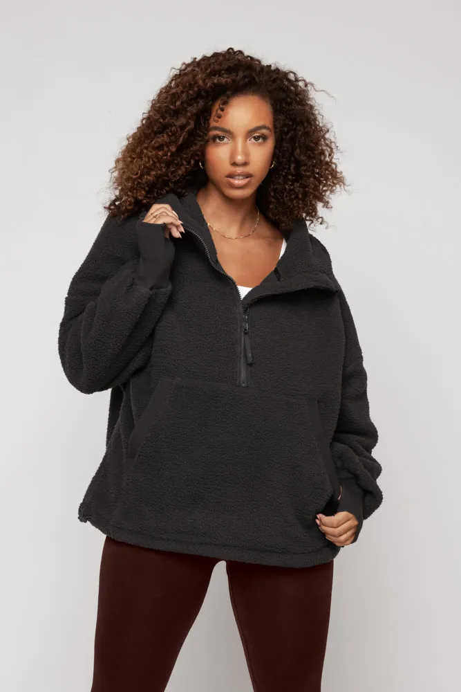 Big Hug Fleece Half Zip Sweater - Smoky Charcoal sold by POPFLEX