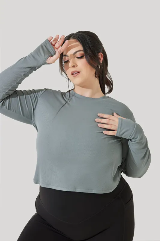 Refine Long Sleeve Top - Stormy Blue sold by POPFLEX