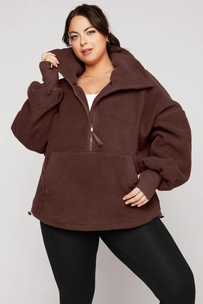 Big Hug Fleece Half Zip Sweater - Chocolate sold by POPFLEX product image thumbnail 3