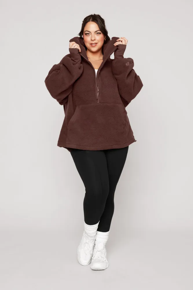 Big Hug Fleece Half Zip Sweater - Chocolate sold by POPFLEX