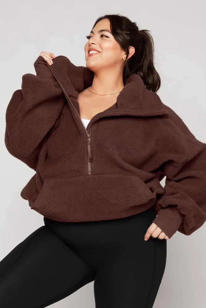 Big Hug Fleece Half Zip Sweater - Chocolate sold by POPFLEX product image thumbnail 2