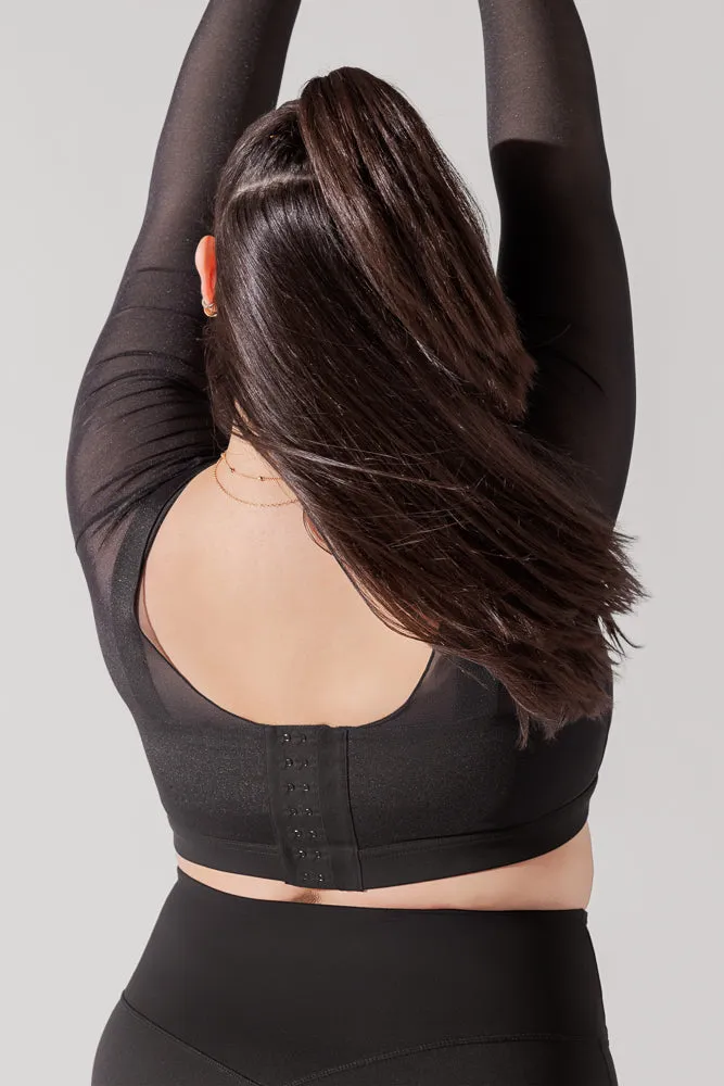 Coquette Long Sleeve Mesh Bra - Black sold by POPFLEX product image thumbnail 2