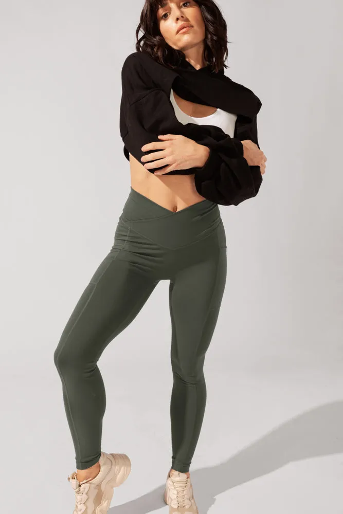 Crisscross Hourglass® Leggings with Pockets - Dark Sage sold by POPFLEX product image thumbnail 3