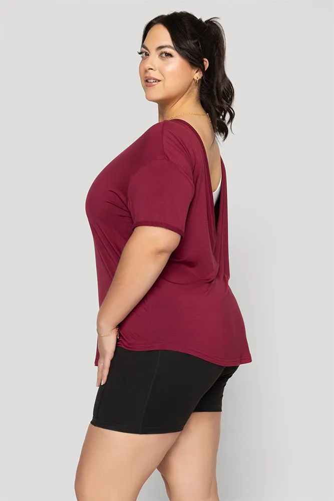 Reversible Deep V Tee - Sangria sold by POPFLEX product image thumbnail 4