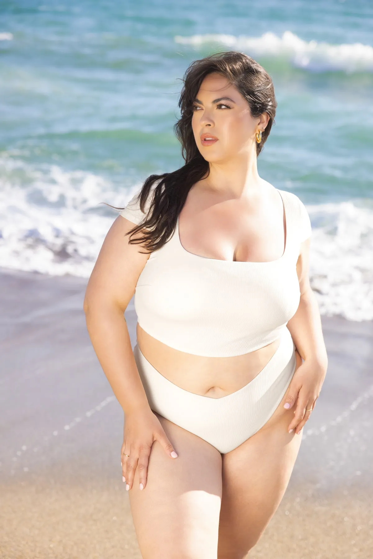 Low Tide Super Cheeky Bikini Bottom - Cream Rib sold by POPFLEX product image thumbnail 4