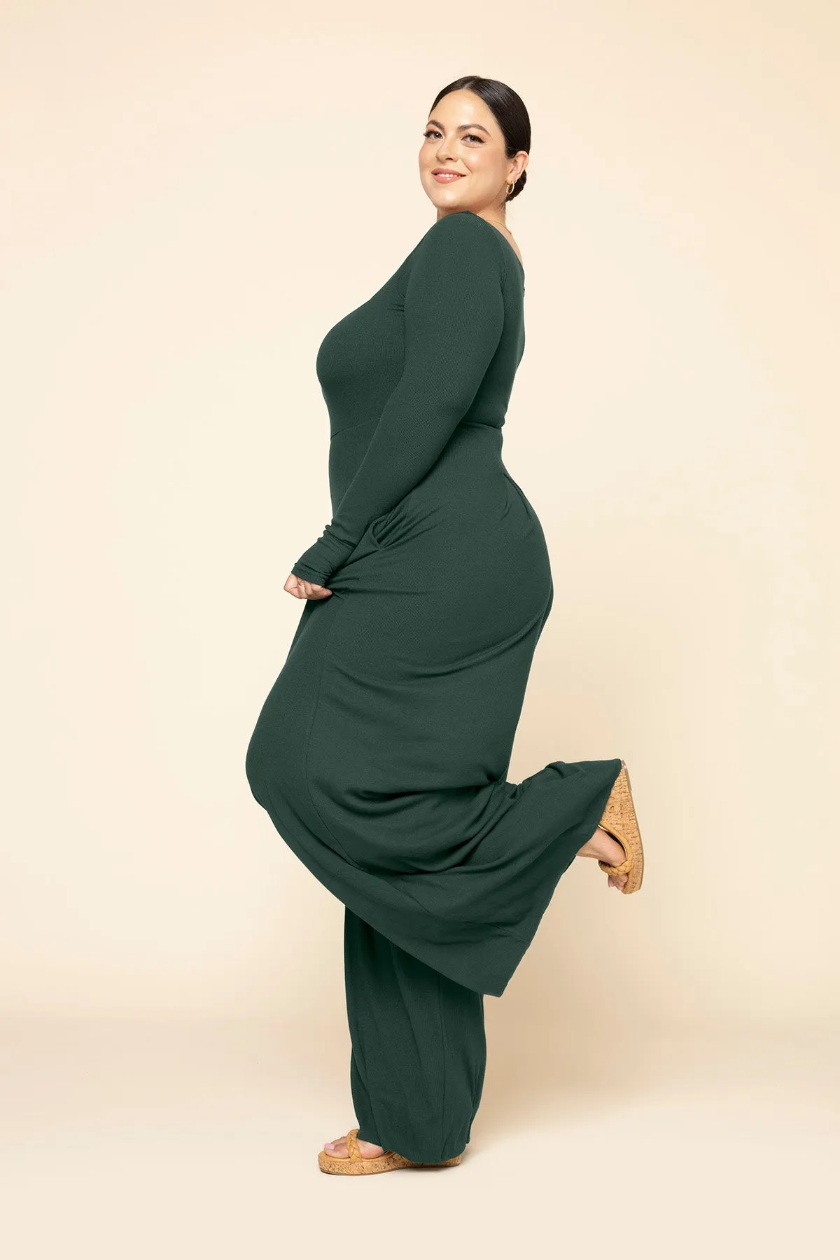 Go With The Flow Long Sleeve Jumpsuit - Pine sold by POPFLEX product image thumbnail 4