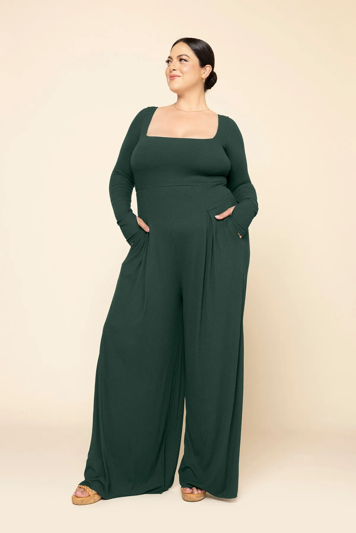 Go With The Flow Long Sleeve Jumpsuit - Pine sold by POPFLEX product image thumbnail 2
