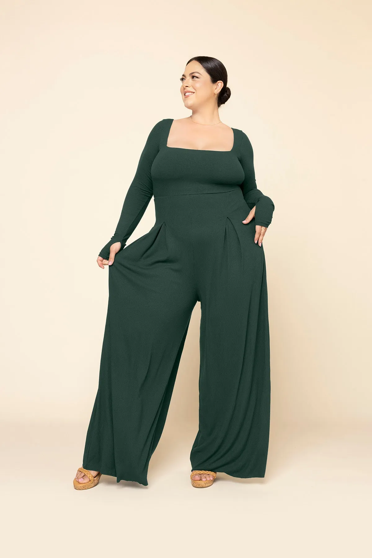 Go With The Flow Long Sleeve Jumpsuit - Pine sold by POPFLEX product image thumbnail 5