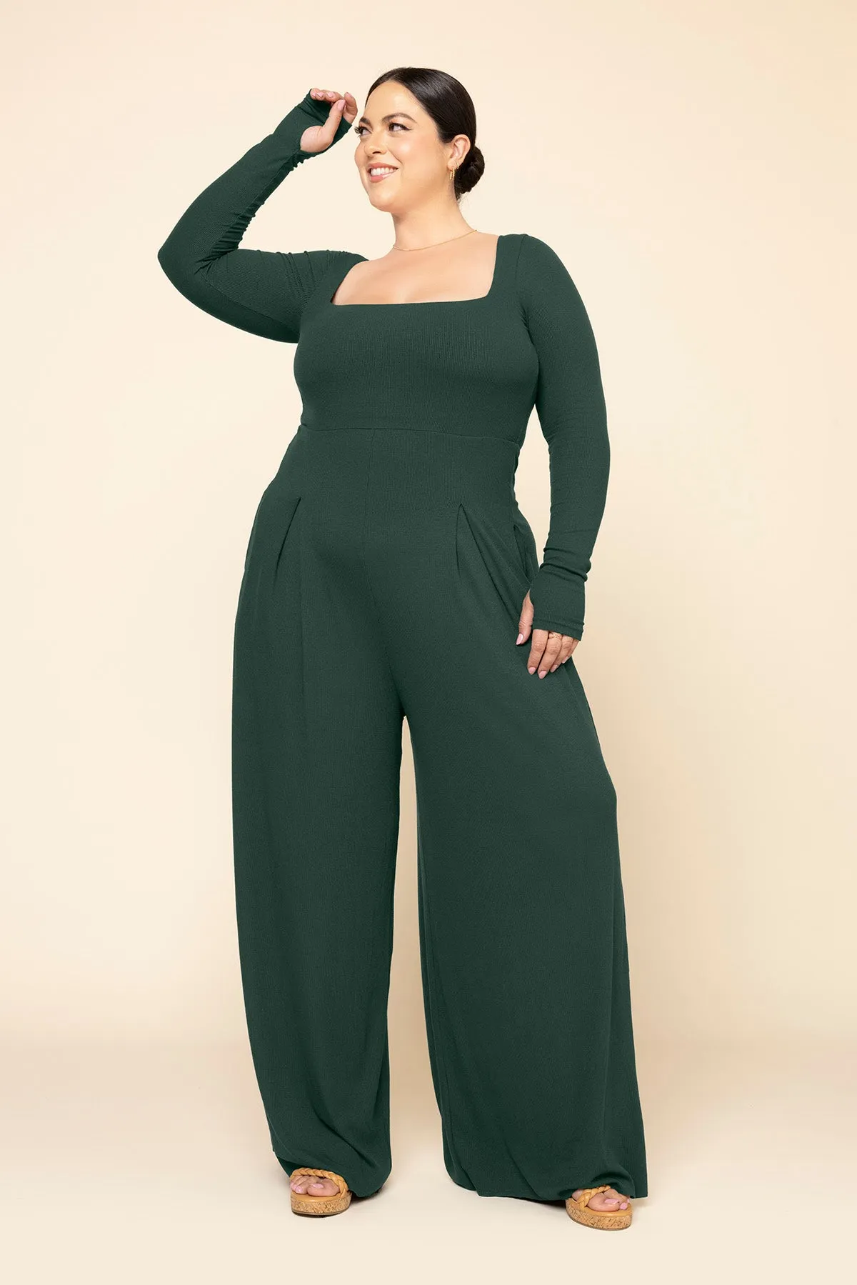 Go With The Flow Long Sleeve Jumpsuit - Pine sold by POPFLEX product image thumbnail 3