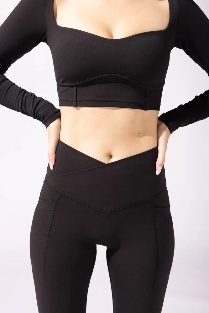 Crisscross Hourglass® Bell Bottom with Pockets - Black sold by POPFLEX product image thumbnail 2