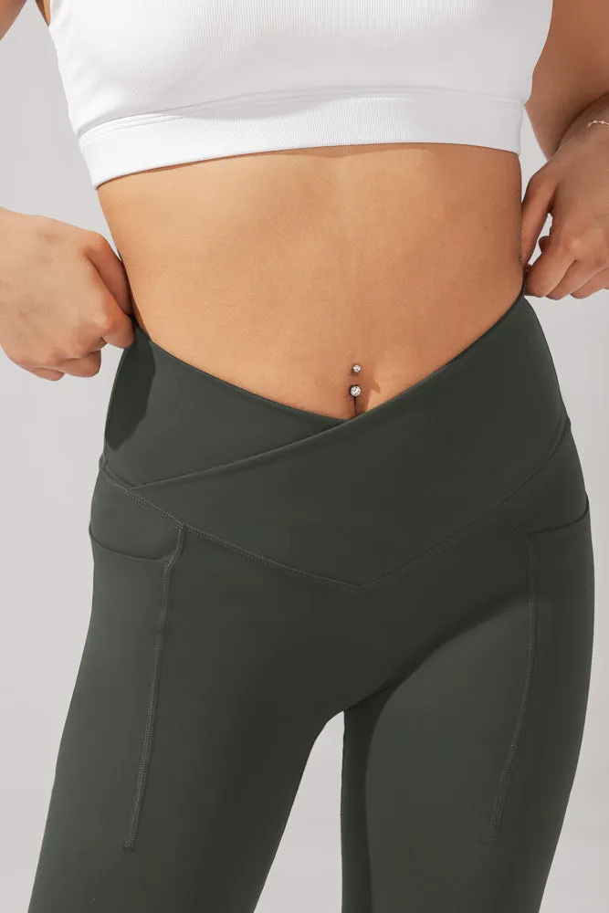 Crisscross Hourglass® Flared Legging with Pockets - Forestwood sold by POPFLEX product image thumbnail 2