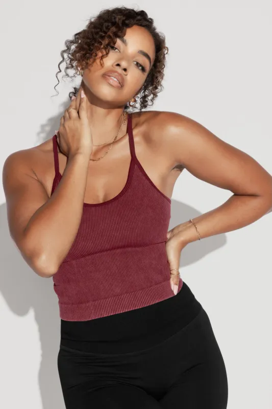 What's the Scoop Seamless Crop Tank - Garnet sold by POPFLEX