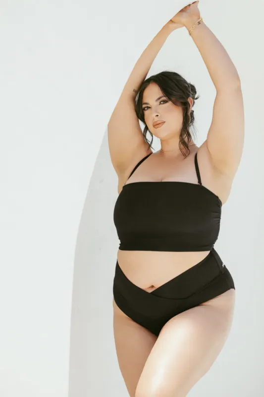 Crisscross Hourglass® Cheeky Bikini Bottoms - Black Rib sold by POPFLEX