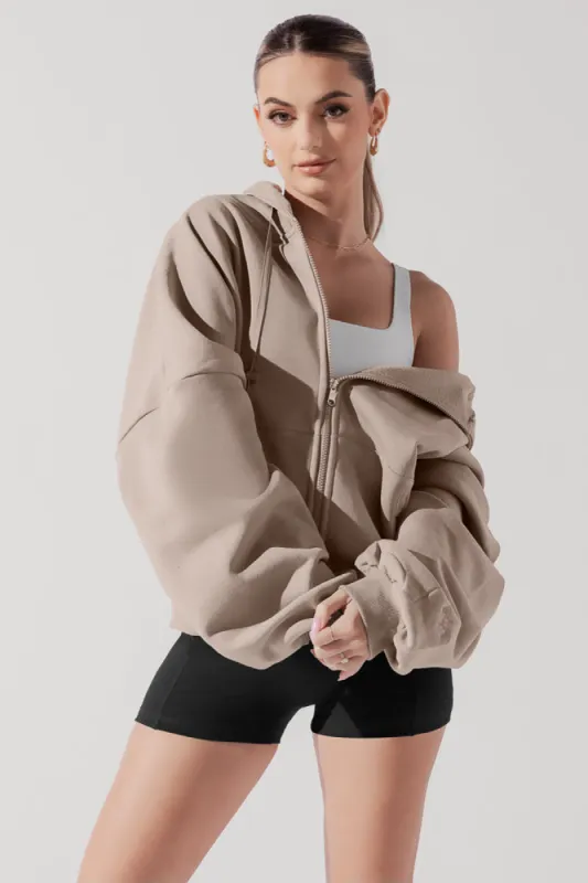 Zip Cloud Hoodie - Taupe sold by POPFLEX