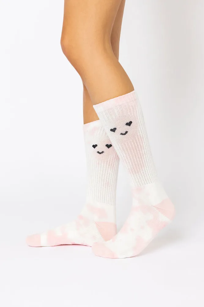 Heart Eyes Mid-Calf Gym Socks - Pink Tie Dye sold by POPFLEX