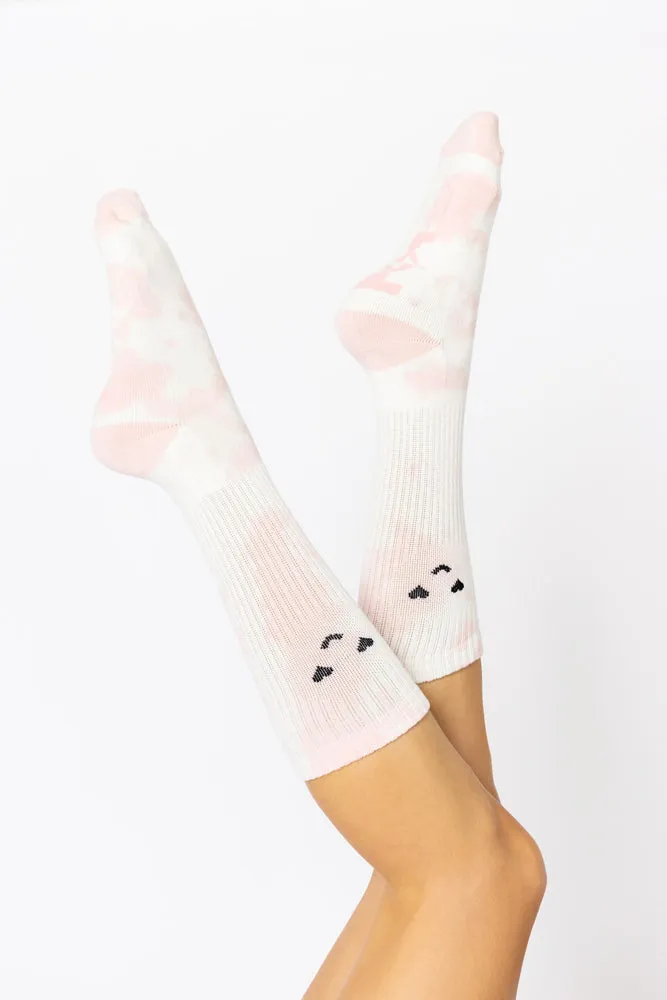Heart Eyes Mid-Calf Gym Socks - Pink Tie Dye sold by POPFLEX product image thumbnail 2