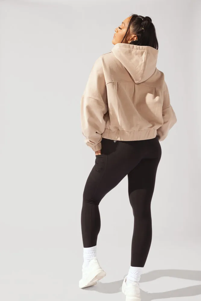 Half Zip Warm Up Hoodie - Latte sold by POPFLEX product image thumbnail 4