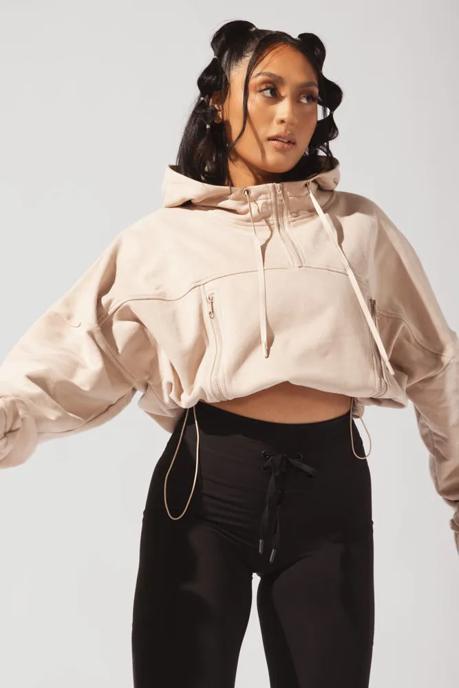 Half Zip Warm Up Hoodie - Latte sold by POPFLEX product image thumbnail 5