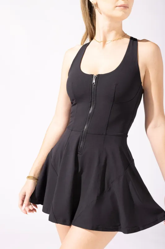 Matchpoint Workout Dress with Zipper - Black sold by POPFLEX