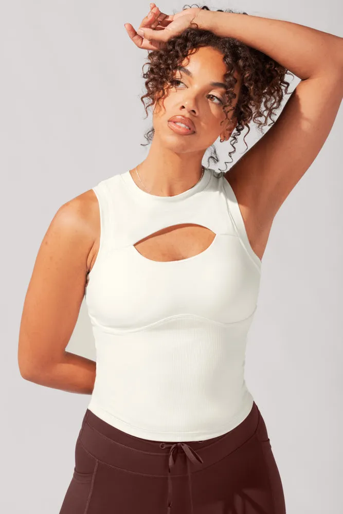 Peekaboo Crew Tank - Coconut Cream sold by POPFLEX
