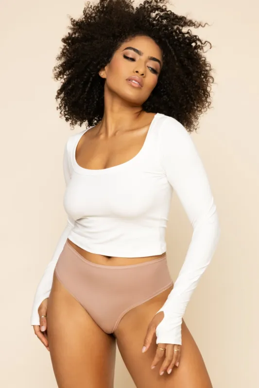 Next to Nothing Higher Rise Thong Panty - Tuscany sold by POPFLEX