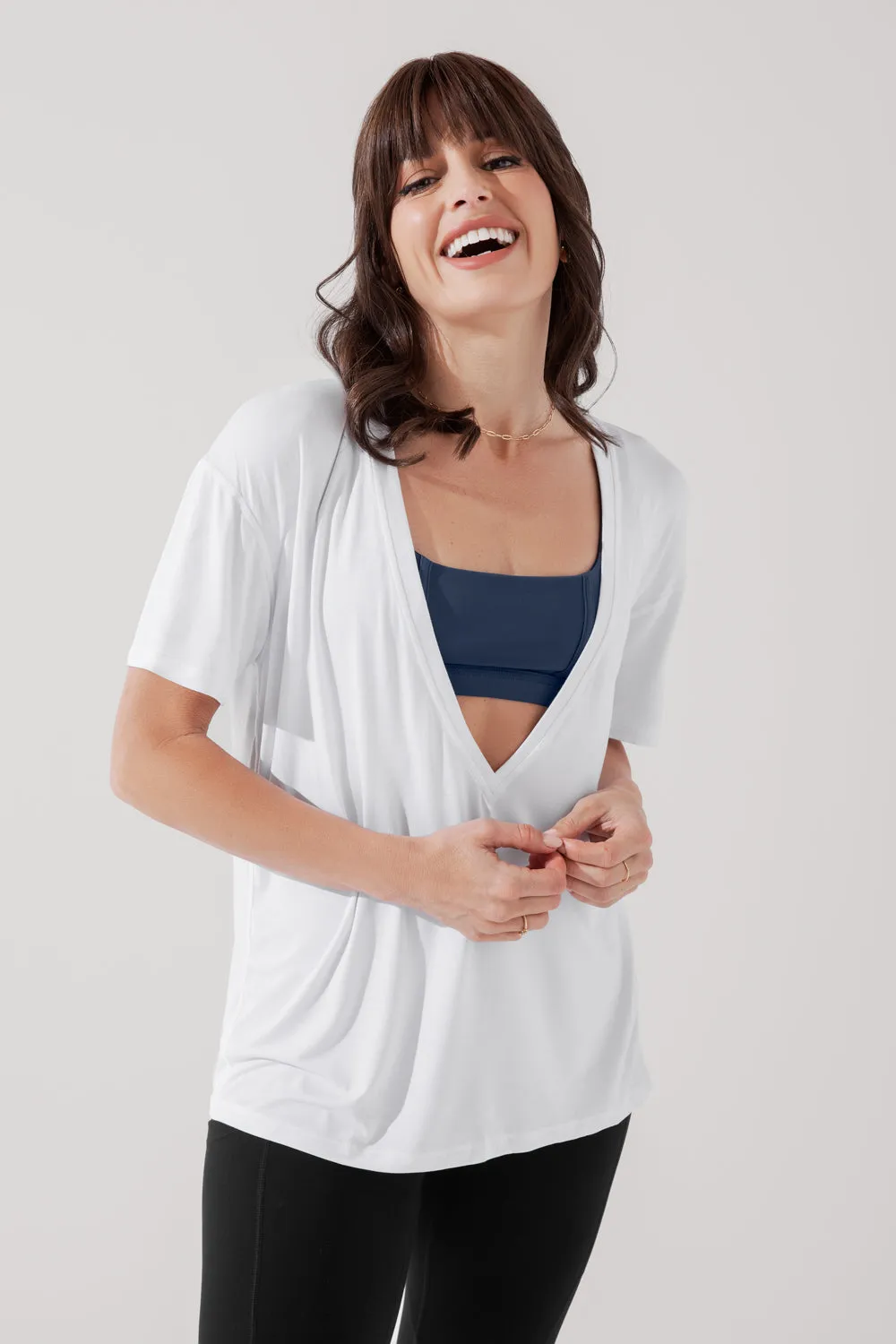 Daring Deep V Tee - White sold by POPFLEX product image thumbnail 2