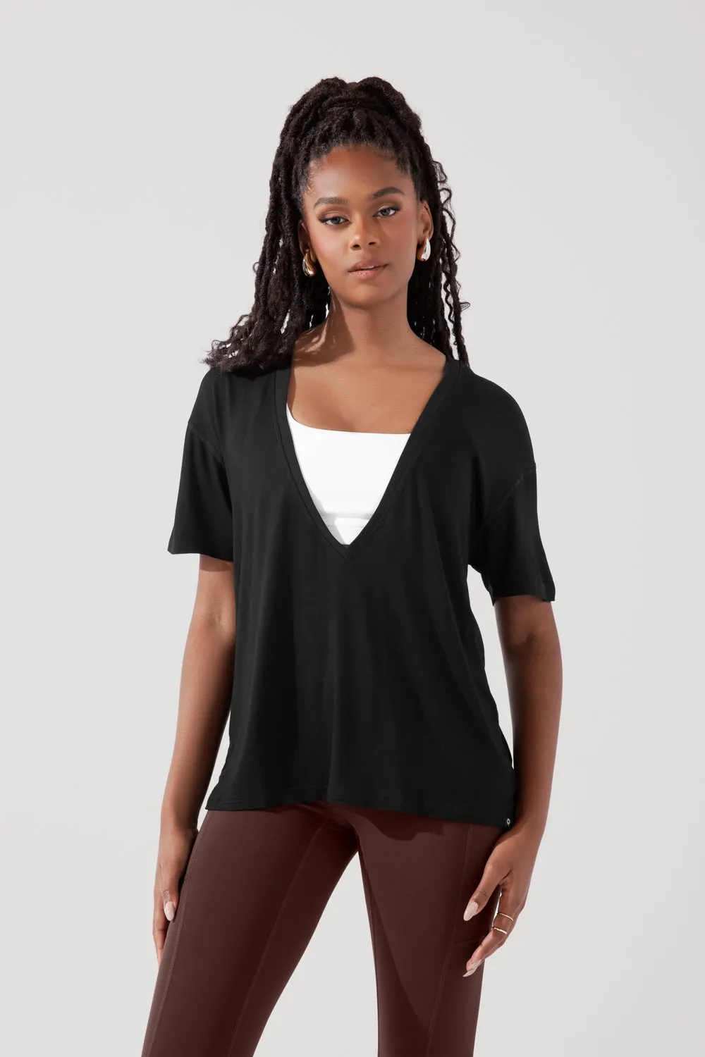 Daring Deep V Tee - Black sold by POPFLEX