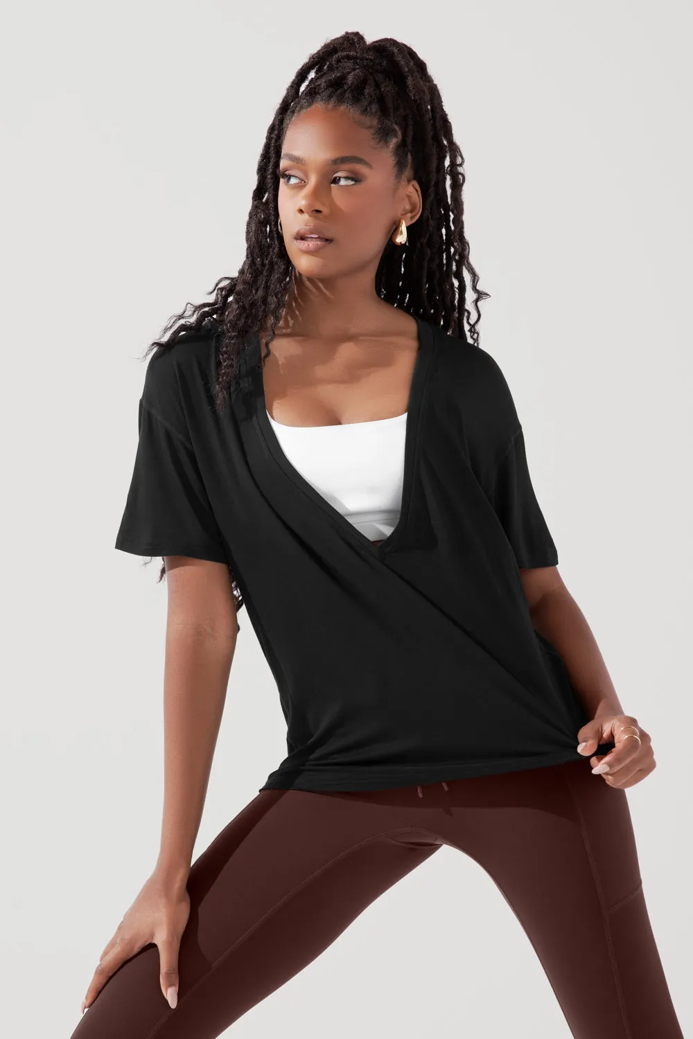 Daring Deep V Tee - Black sold by POPFLEX product image thumbnail 3