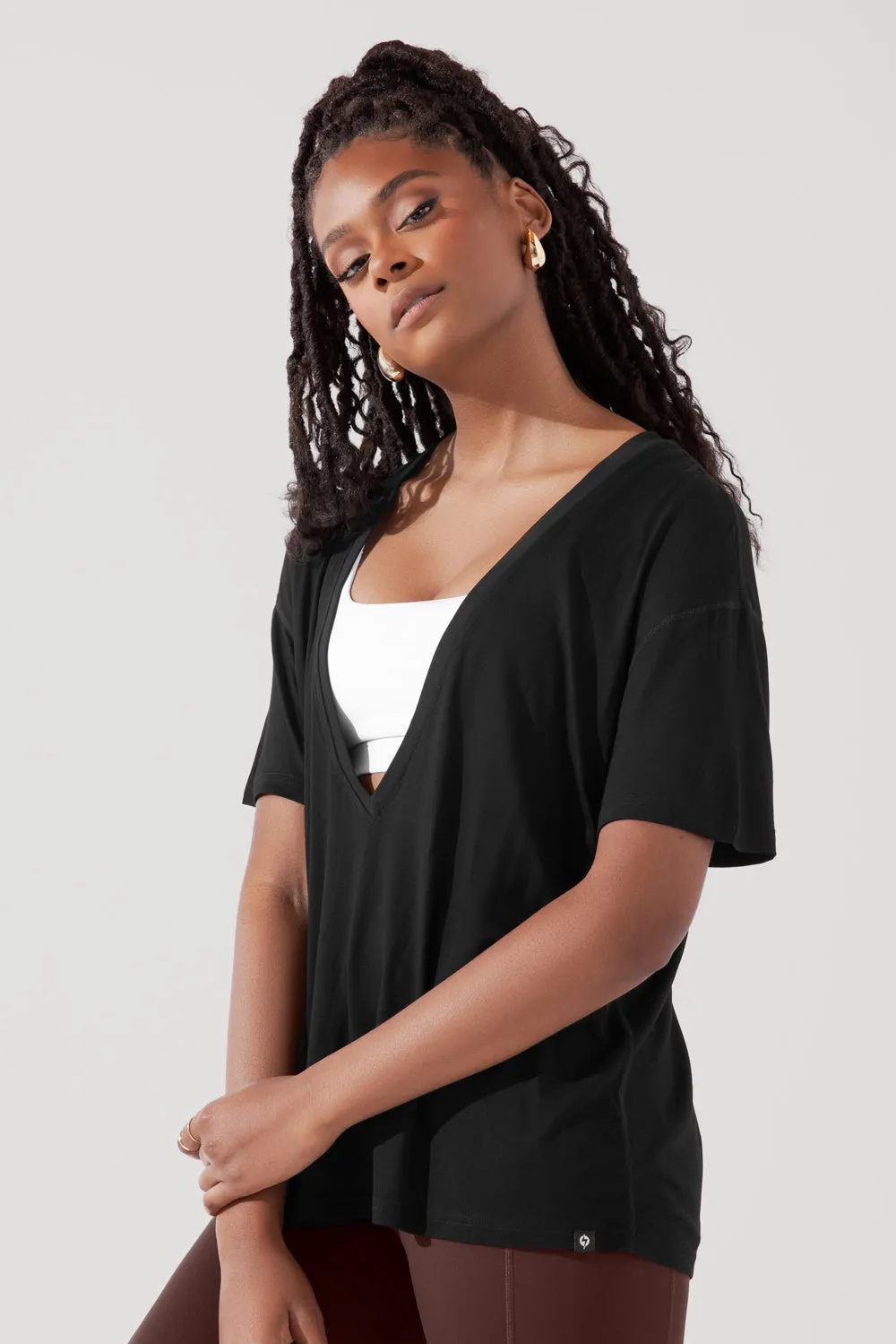 Daring Deep V Tee - Black sold by POPFLEX product image thumbnail 2