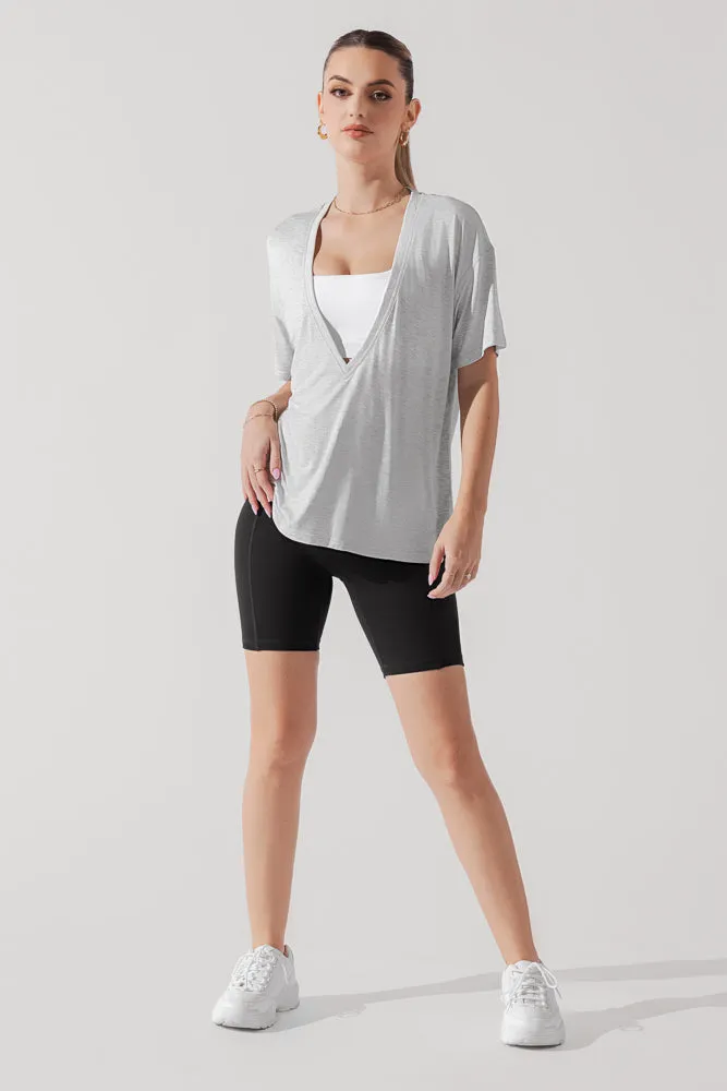 Daring Deep V Tee - Heather Grey sold by POPFLEX product image thumbnail 4