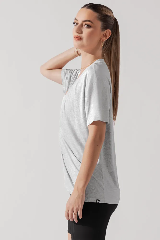 Daring Deep V Tee - Heather Grey sold by POPFLEX product image thumbnail 5