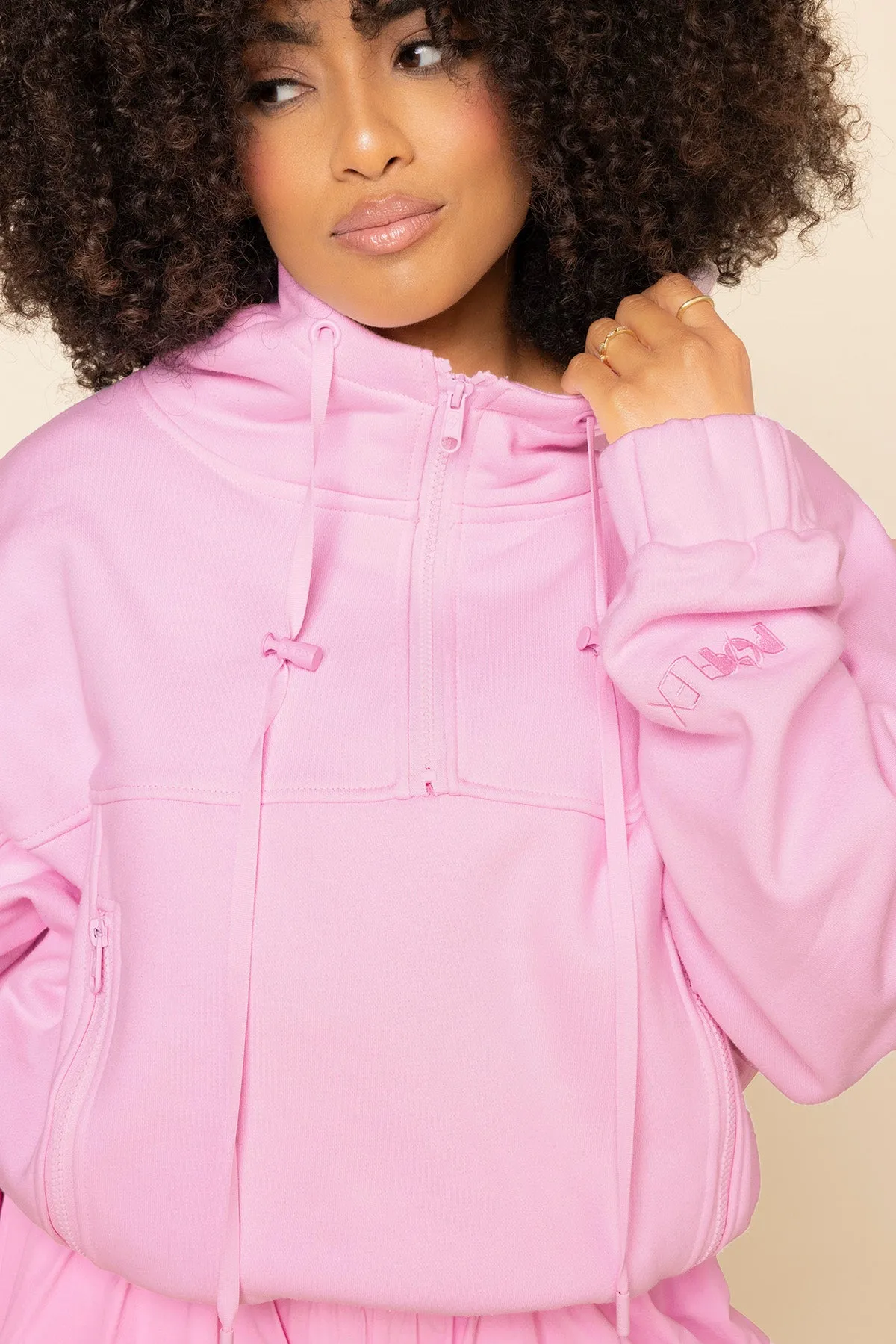 Half Zip Warm Up Hoodie - Perfect Pink sold by POPFLEX product image thumbnail 2