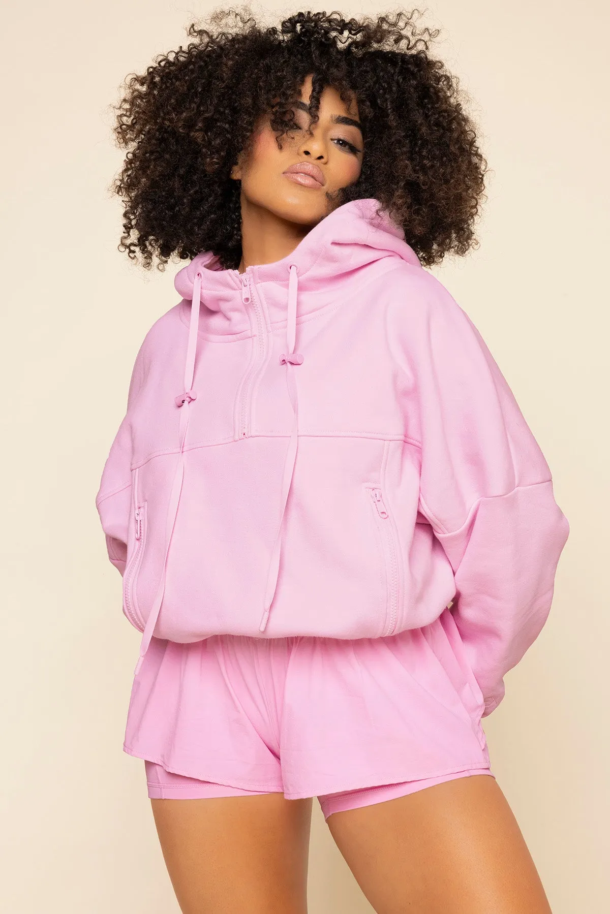 Half Zip Warm Up Hoodie - Perfect Pink sold by POPFLEX product image thumbnail 5