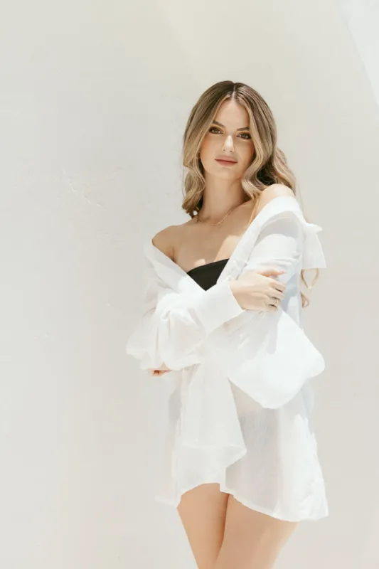 I Need a Vacation Shirt Dress with Pockets - White sold by POPFLEX