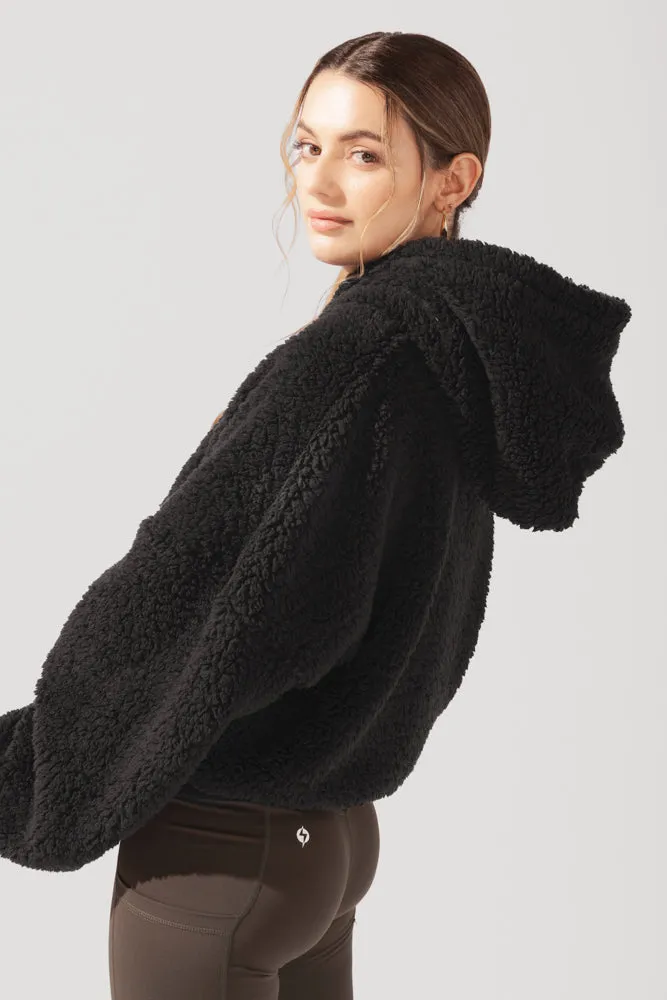 Faux Sherpa Pullover Cloud Hoodie - Black sold by POPFLEX product image thumbnail 5