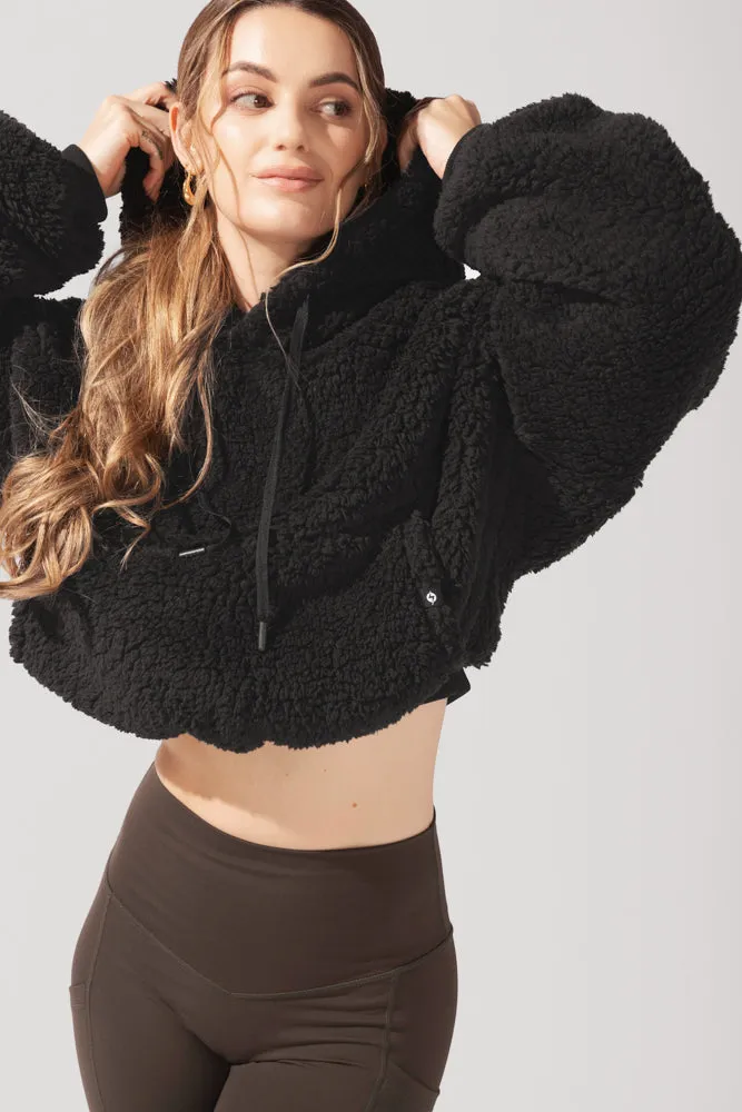 Faux Sherpa Pullover Cloud Hoodie - Black sold by POPFLEX product image thumbnail 2