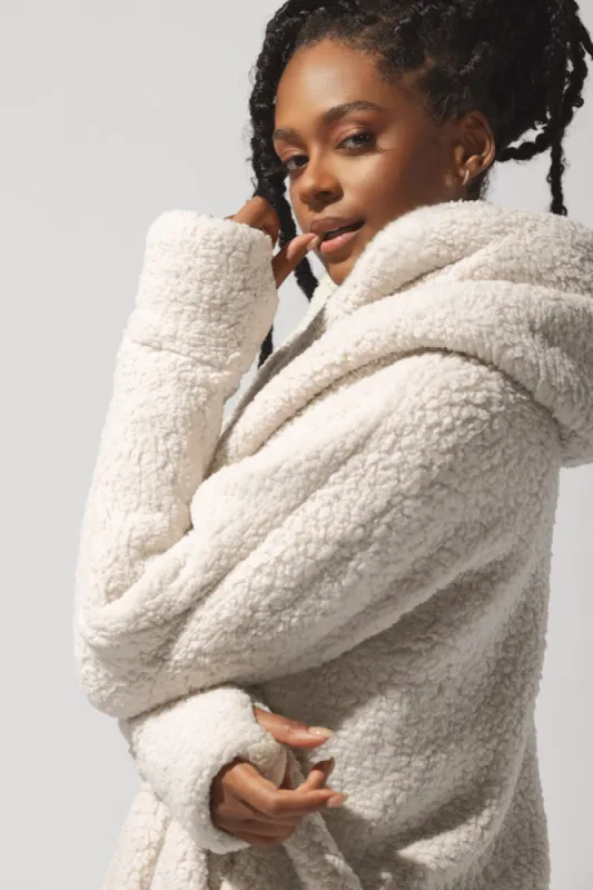Faux Sherpa Cocoon Coat - Cream sold by POPFLEX