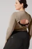Bow Back Reversible Long Sleeve Top - Shiitake sold by POPFLEX