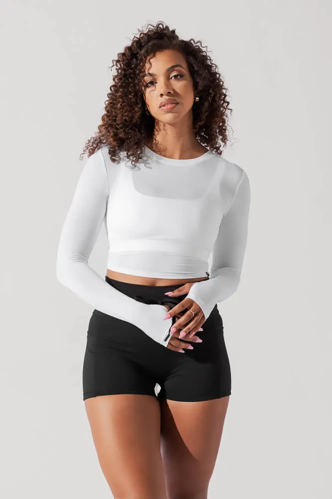 Bow Back Reversible Long Sleeve Top - White sold by POPFLEX product image thumbnail 2