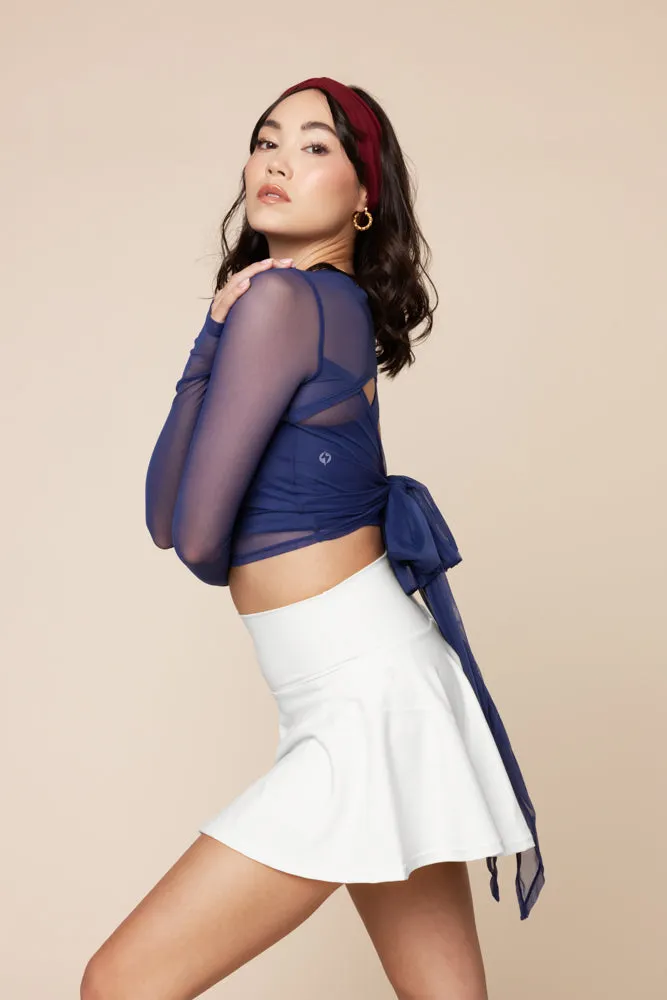Bow Back Mesh Reversible Long Sleeve Top - Sapphire sold by POPFLEX product image thumbnail 5