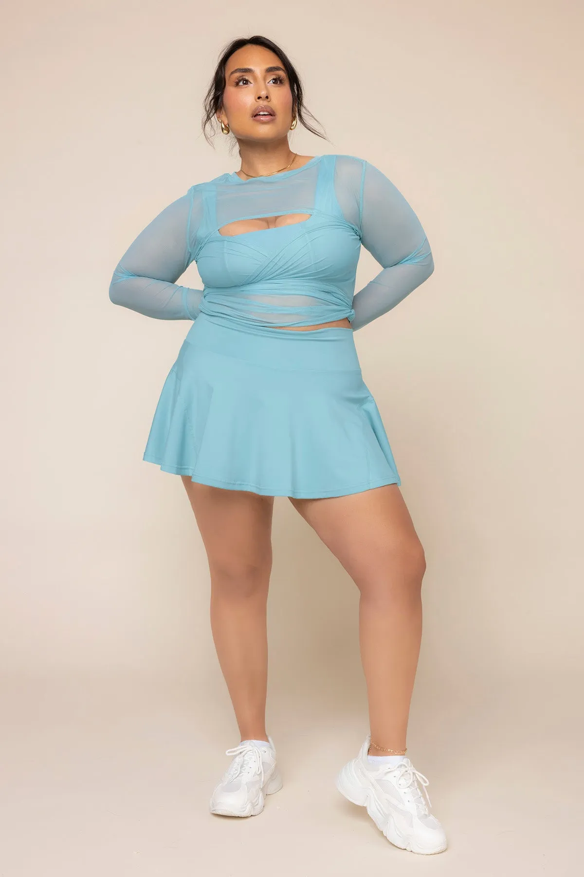 Bow Back Mesh Reversible Long Sleeve Top - Oasis sold by POPFLEX product image thumbnail 4