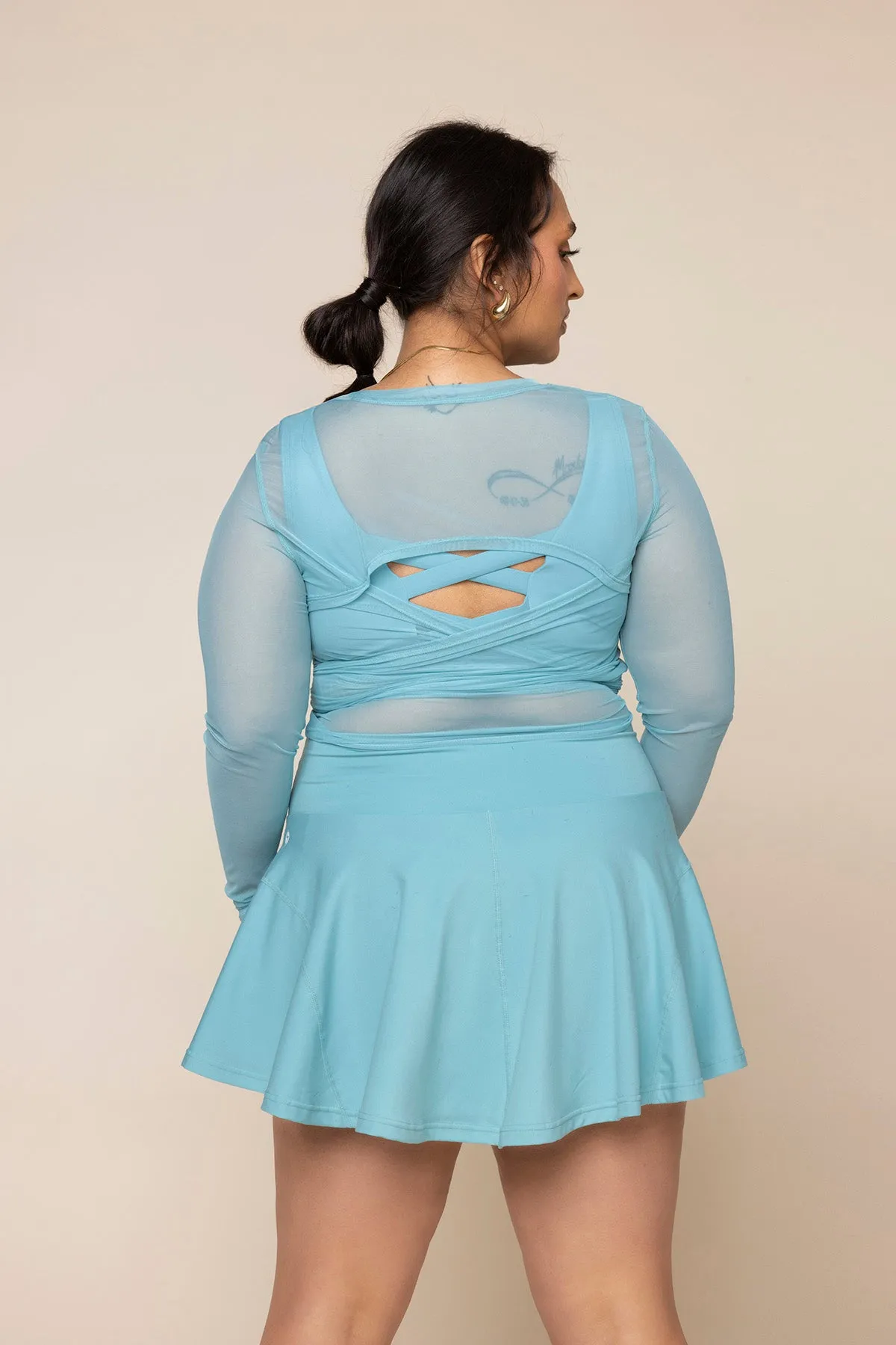 Bow Back Mesh Reversible Long Sleeve Top - Oasis sold by POPFLEX product image thumbnail 2