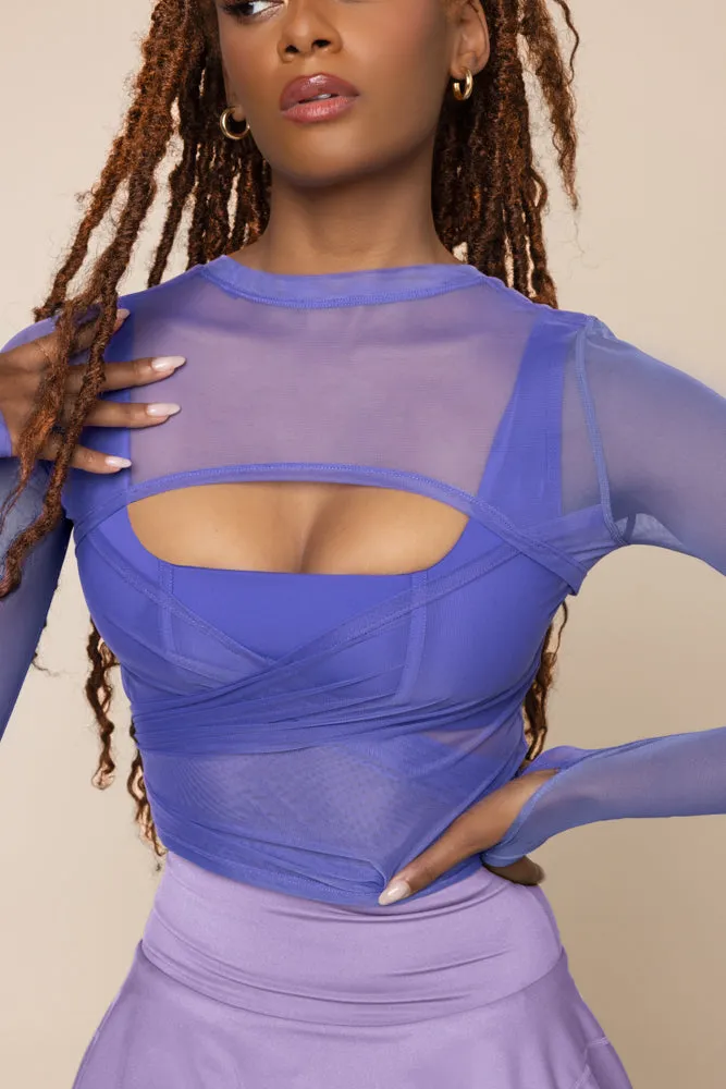 Bow Back Mesh Reversible Long Sleeve Top - Iris sold by POPFLEX product image thumbnail 4