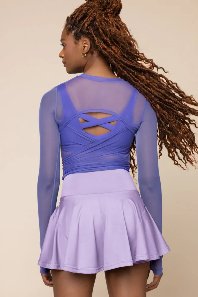 Bow Back Mesh Reversible Long Sleeve Top - Iris sold by POPFLEX product image thumbnail 2