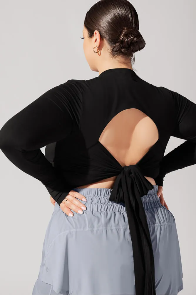 Bow Back Reversible Long Sleeve Top - Black sold by POPFLEX product image thumbnail 4